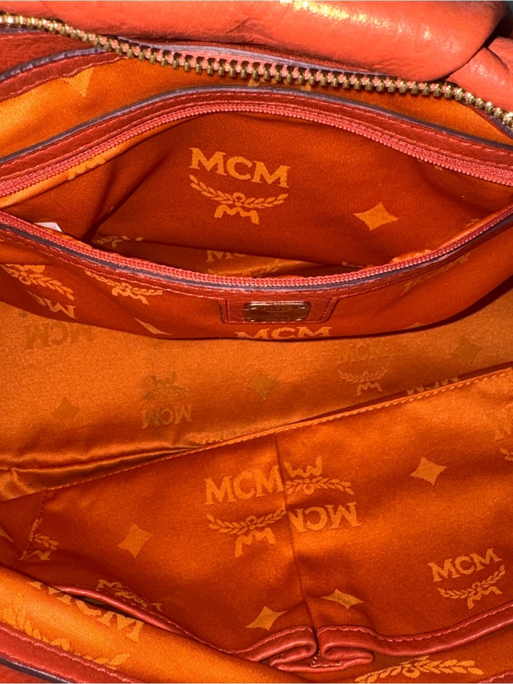 MCM Red Leather Double-Handle Satchel - Picture 5 of 7